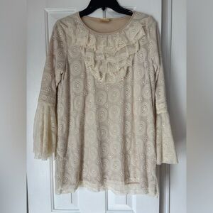 Zadie B’s Lace Ruffle Blouse in Cream